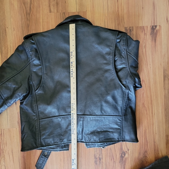 Women's black genuine leather jacket size 12 - Picture 10 of 16